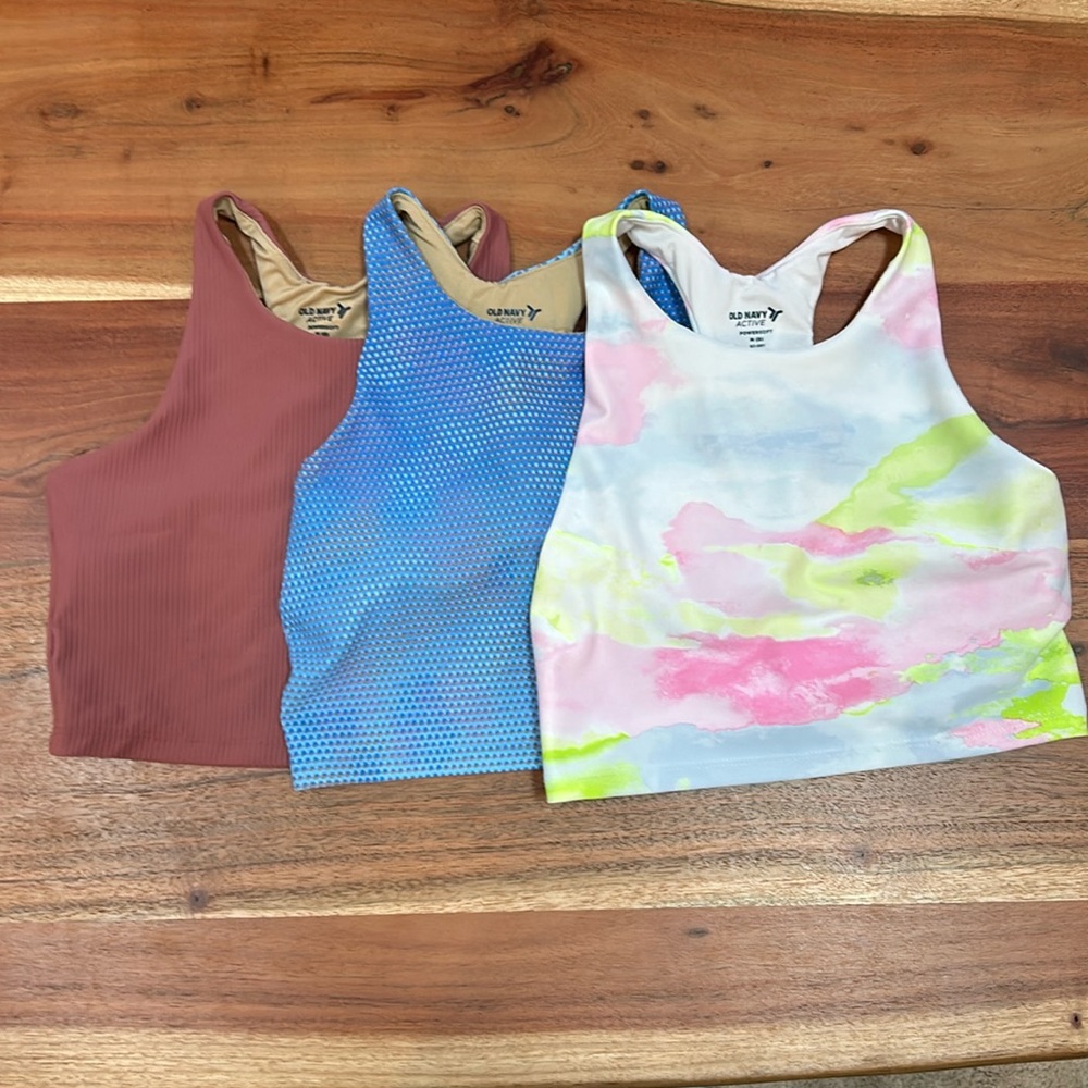 Old Navy Active Girls Sports Bras Longline Size 8 Medium Lot of 3